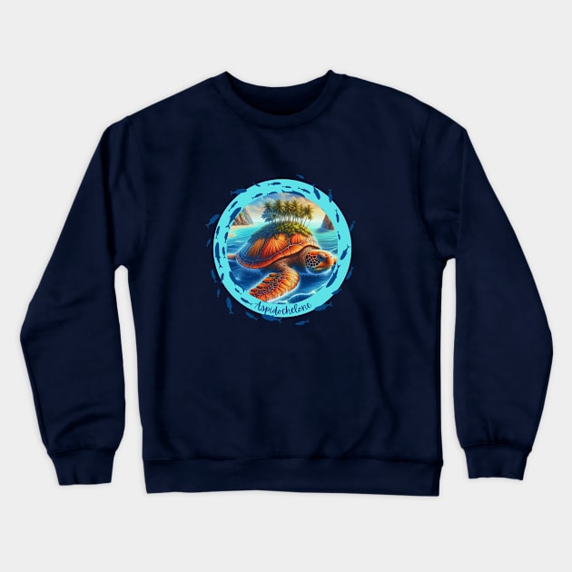 Aspidochelone, the Mythical Sea Turtle Island Crewneck Sweatshirt by Hecate Pim